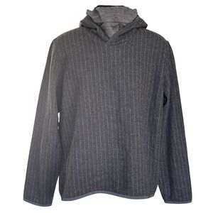 Sease Drone Hood Virgin Wool Jersey Sweatshirt Sz XXL Gray Striped Italy